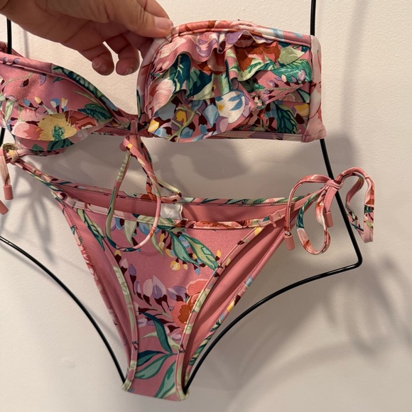 Zimmerman Floral Print Strapless Bikini Swimsuit Size 0 #Lux-A - Picture 2 of 6